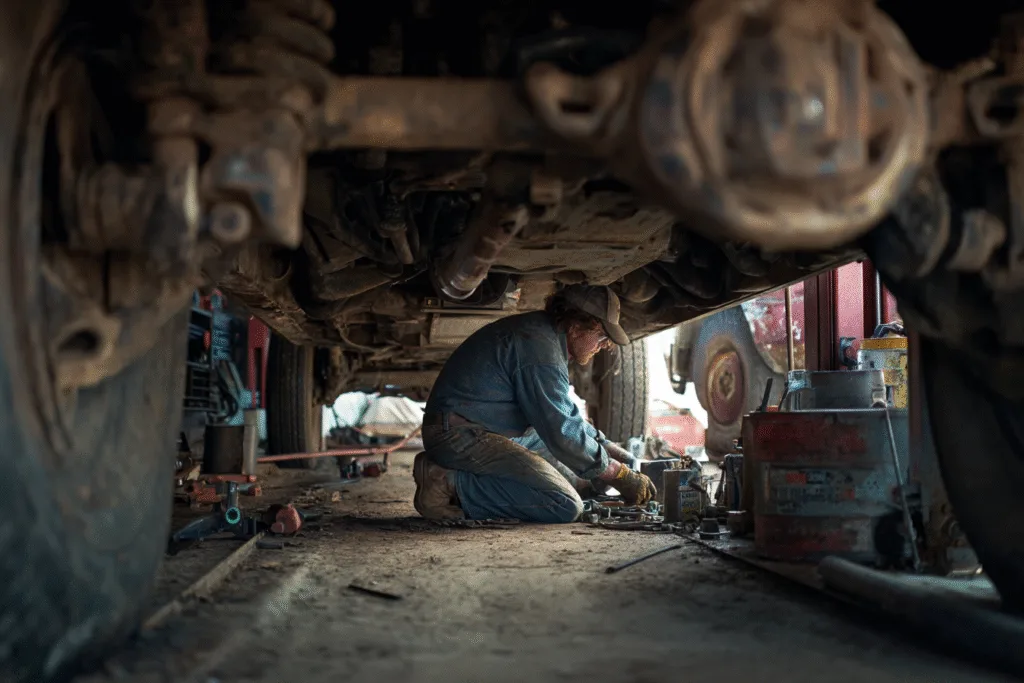 Auto repair shop website homepage featuring services and booking options.
