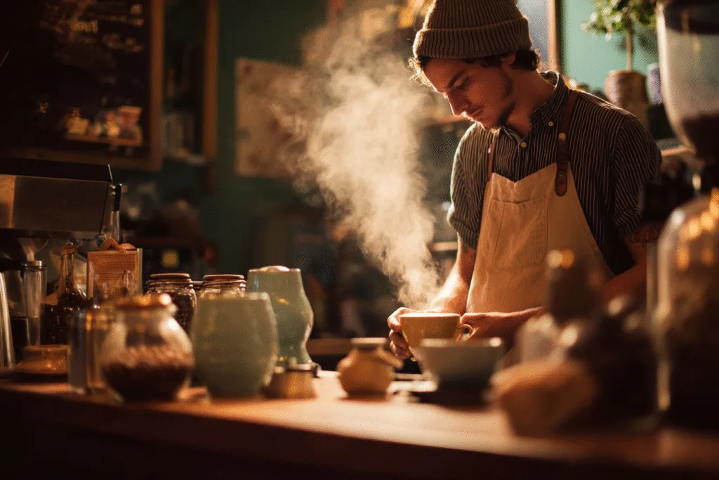 Coffee shop website homepage featuring menu