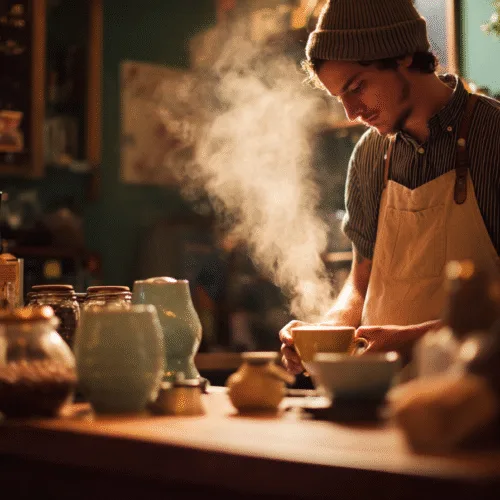 Coffee shop website homepage featuring menu