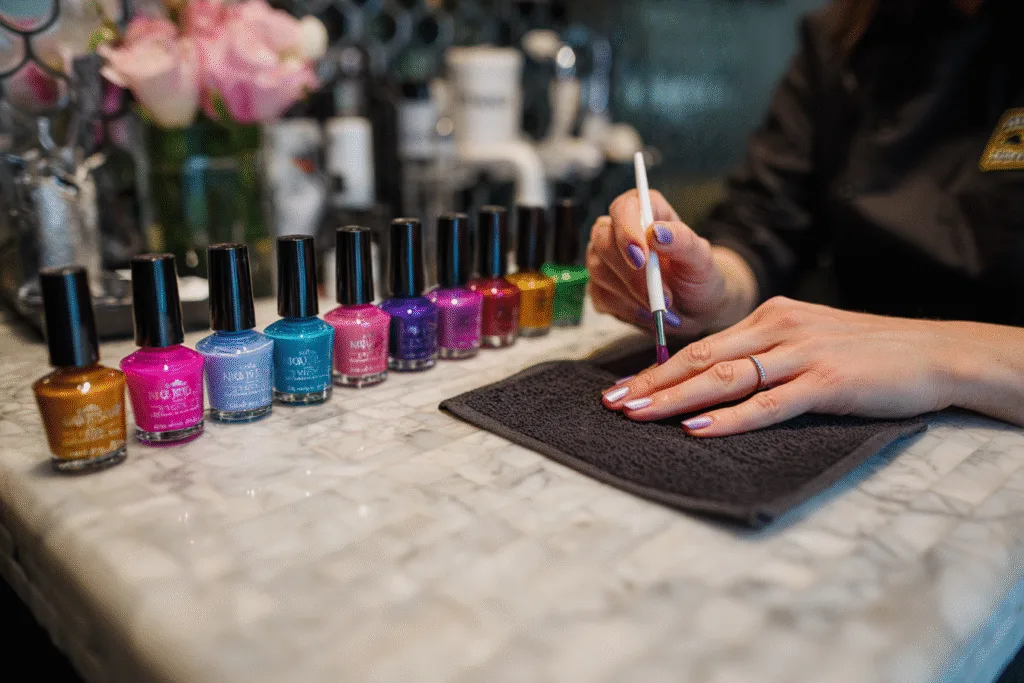 Beautiful nail salon website featuring services and booking options