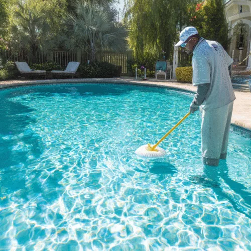 Pool cleaning service website homepage on desktop and mobile devices